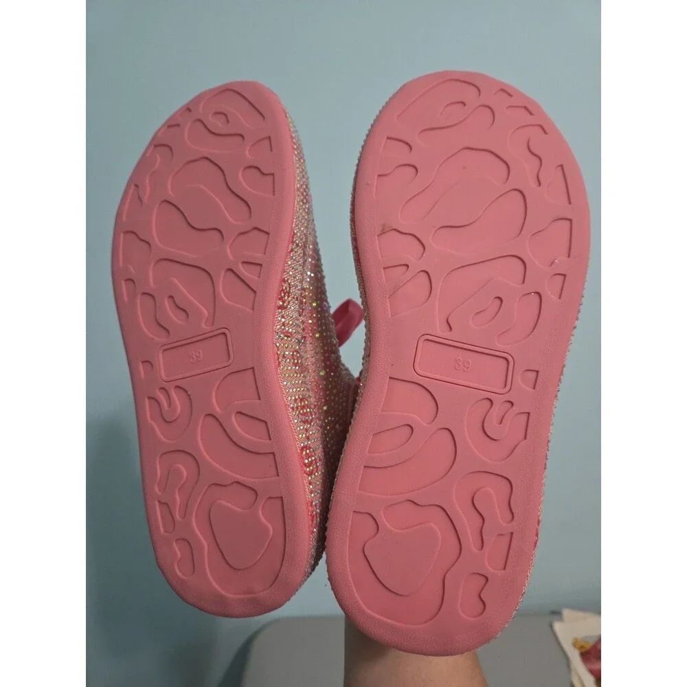 Dazzle Cush Bright Hot Pink Neon Rhinestone Comfy Platform Sneakers Tennis Shoes